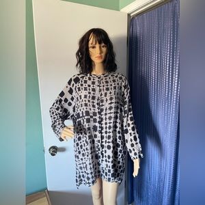 HUMANOID 100% silk Tunic S-L Grey Oversized Two Pockets